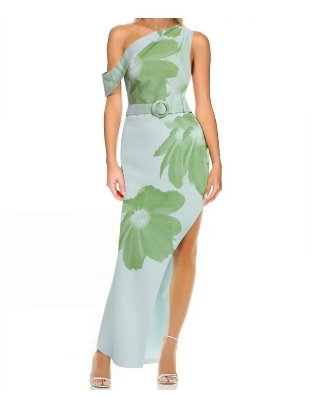 NWT Jewel Badgley Mischka Floral Maxi Dress Sz 6 Belted Wedding Guest $198